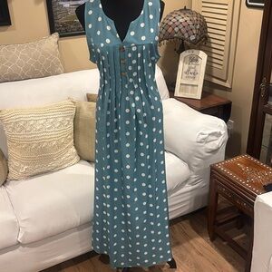 Women’s dress size XL teal green with white polkadot